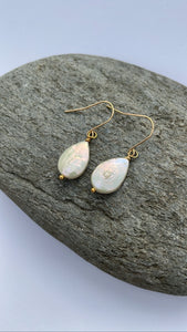 Gold Tear Drop Pearl Earrings